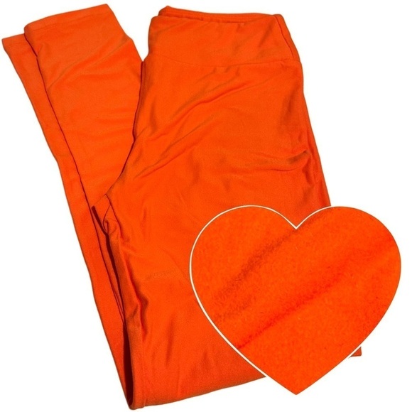 NWOT LulaRoe OS Soft Leggings One Size  2-10 Small-Large Bright Solid Orange - Picture 4 of 9